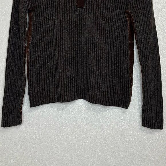 Zara Men’s Wool Blend Knitted Velvet Trim Henley Sweater - Picture 5 of 10